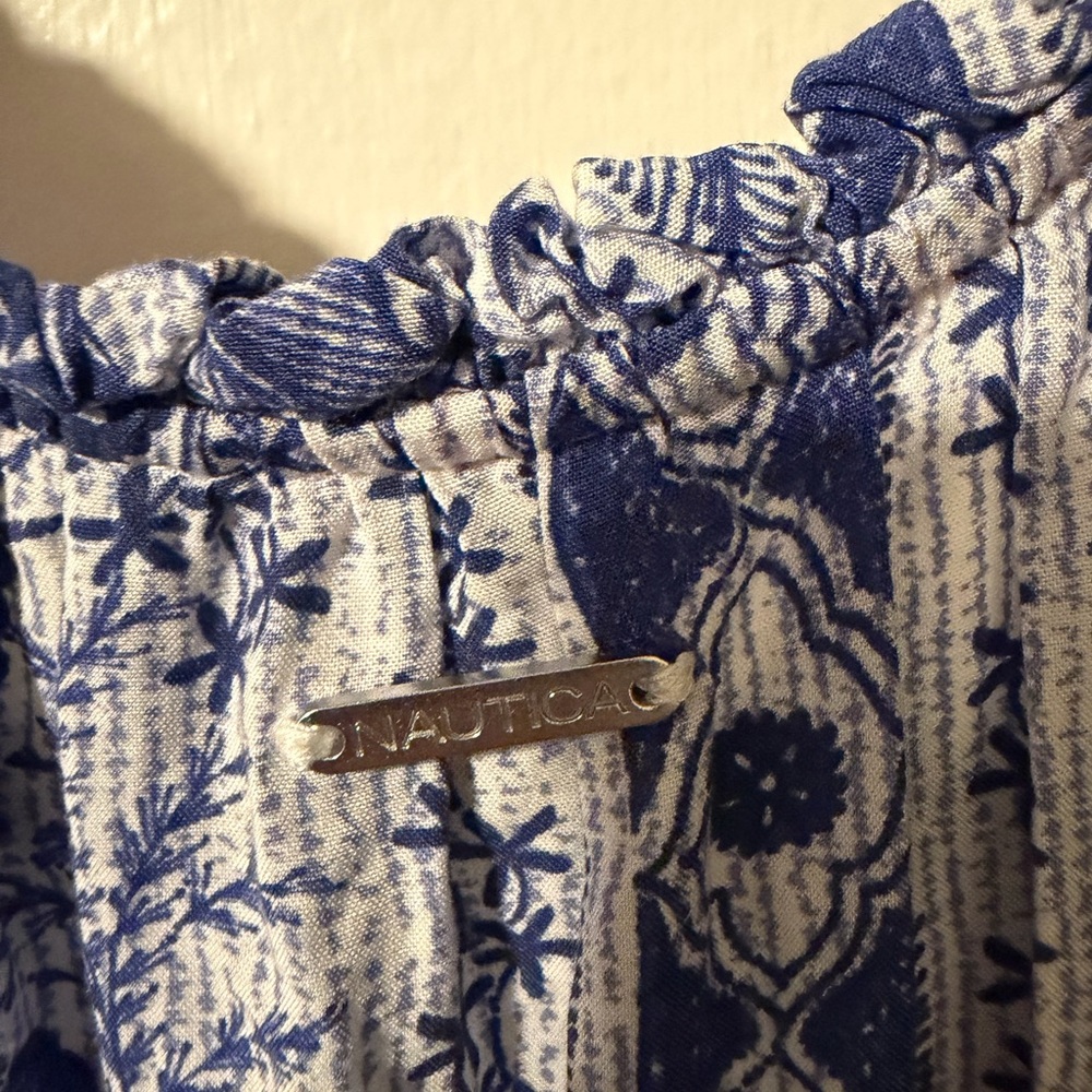 Nautica Sustainably Crafted Floral Print Blue Patterned Mini Dress US Sz XXL - Picture 4 of 7